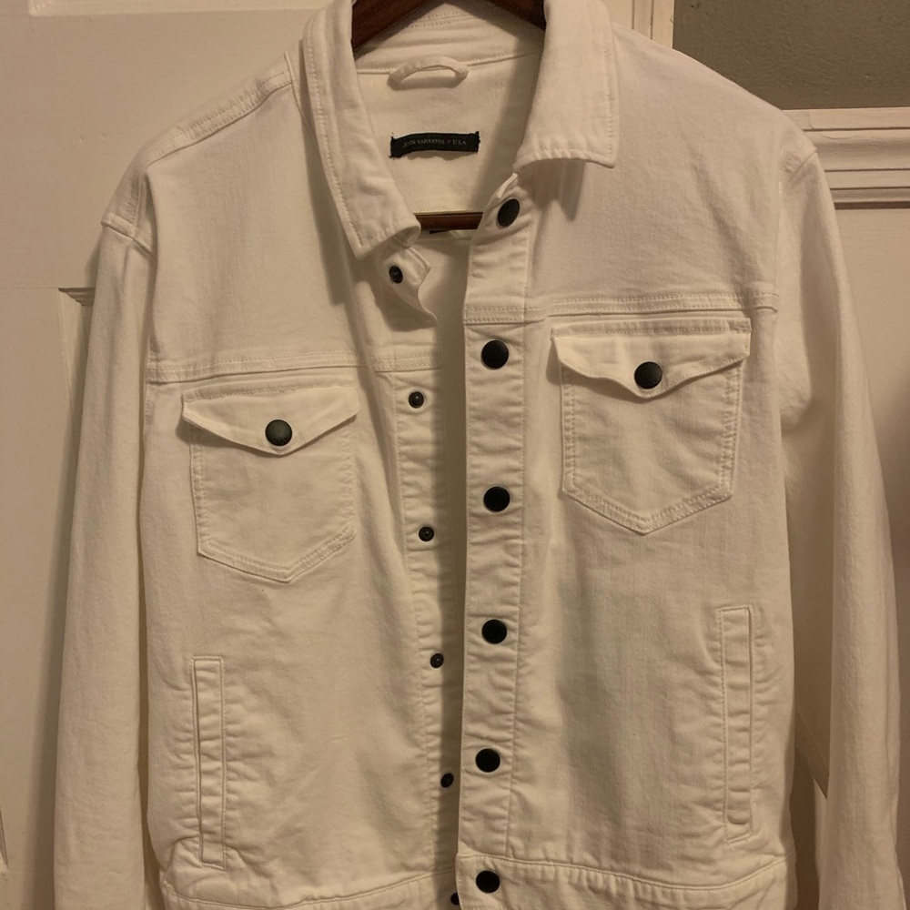 Large John Varvatos white denim jacket